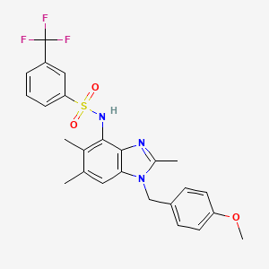 molecular formula C25H24F3N3O3S B2839848 N-[1-(4-甲氧基苯基)-2,5,6-三甲基-1H-1,3-苯并咪唑-4-基]-3-(三氟甲基)苯磺酰胺 CAS No. 338964-24-2