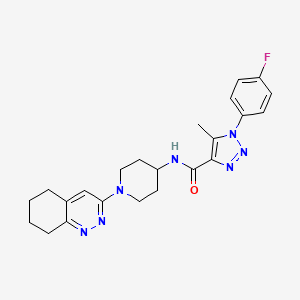 molecular formula C23H26FN7O B2839853 1-(4-fluorophenyl)-5-methyl-N-(1-(5,6,7,8-tetrahydrocinnolin-3-yl)piperidin-4-yl)-1H-1,2,3-triazole-4-carboxamide CAS No. 1904030-66-5