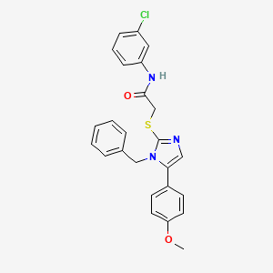 molecular formula C25H22ClN3O2S B2839858 2-((1-苄基-5-(4-甲氧基苯基)-1H-咪唑-2-基)硫)-N-(3-氯苯基)乙酰胺 CAS No. 1206997-78-5