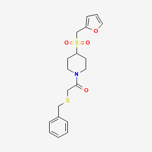 molecular formula C19H23NO4S2 B2839873 2-(Benzylthio)-1-(4-((furan-2-ylmethyl)sulfonyl)piperidin-1-yl)ethanone CAS No. 1448128-48-0