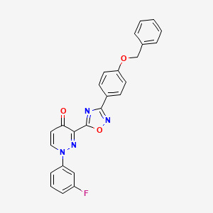 molecular formula C25H17FN4O3 B2839886 3-(3-(4-(苄氧基)苯基)-1,2,4-噁二唑-5-基)-1-(3-氟苯基)吡啶并[1H]-酮 CAS No. 1112433-12-1