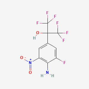 molecular formula C9H5F7N2O3 B2839903 2-(4-Amino-3-fluoro-5-nitrophenyl)-1,1,1,3,3,3-hexafluoropropan-2-ol CAS No. 2366994-16-1