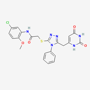 molecular formula C22H19ClN6O4S B2839916 N-(5-chloro-2-methoxyphenyl)-2-[[5-[(2,4-dioxo-1H-pyrimidin-6-yl)methyl]-4-phenyl-1,2,4-triazol-3-yl]sulfanyl]acetamide CAS No. 852046-75-4