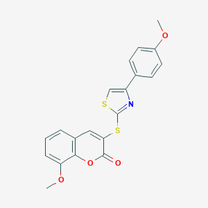 molecular formula C20H15NO4S2 B283993 8-methoxy-3-{[4-(4-methoxyphenyl)-1,3-thiazol-2-yl]sulfanyl}-2H-chromen-2-one 