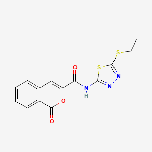 molecular formula C14H11N3O3S2 B2839930 N-(5-(ethylthio)-1,3,4-thiadiazol-2-yl)-1-oxo-1H-isochromene-3-carboxamide CAS No. 853891-51-7