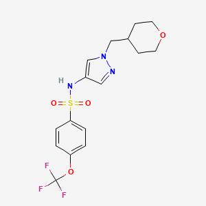 molecular formula C16H18F3N3O4S B2839935 N-(1-((tetrahydro-2H-pyran-4-yl)methyl)-1H-pyrazol-4-yl)-4-(trifluoromethoxy)benzenesulfonamide CAS No. 1705927-33-8