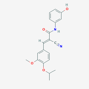 molecular formula C20H20N2O4 B2839936 (E)-2-cyano-N-(3-hydroxyphenyl)-3-(3-methoxy-4-propan-2-yloxyphenyl)prop-2-enamide CAS No. 380424-11-3