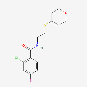 2-chloro-4-fluoro-N-(2-((tetrahydro-2H-pyran-4-yl)thio)ethyl)benzamide