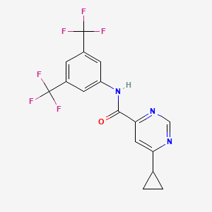 molecular formula C16H11F6N3O B2839958 N-[3,5-Bis(trifluoromethyl)phenyl]-6-cyclopropylpyrimidine-4-carboxamide CAS No. 2380193-58-6