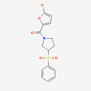 molecular formula C15H14BrNO4S B2839959 (5-Bromofuran-2-yl)(3-(phenylsulfonyl)pyrrolidin-1-yl)methanone CAS No. 1706420-83-8