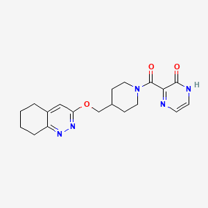molecular formula C19H23N5O3 B2839964 3-[4-(5,6,7,8-Tetrahydrocinnolin-3-yloxymethyl)piperidine-1-carbonyl]-1H-pyrazin-2-one CAS No. 2319803-37-5