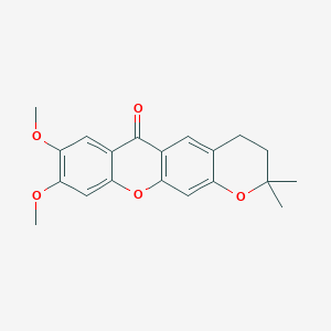 molecular formula C20H20O5 B283997 8,9-dimethoxy-2,2-dimethyl-3,4-dihydro-2H,6H-pyrano[3,2-b]xanthen-6-one 