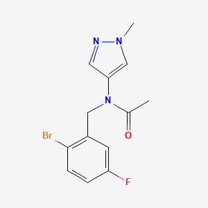 molecular formula C13H13BrFN3O B2839974 N-[(2-Bromo-5-fluorophenyl)methyl]-N-(1-methylpyrazol-4-yl)acetamide CAS No. 2380077-99-4