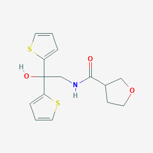 molecular formula C15H17NO3S2 B2839979 N-(2-hydroxy-2,2-di(thiophen-2-yl)ethyl)tetrahydrofuran-3-carboxamide CAS No. 2034400-19-4