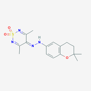 molecular formula C16H20N4O3S B283998 4-[(2,2-dimethyl-3,4-dihydro-2H-chromen-6-yl)diazenyl]-3,5-dimethyl-2H-1,2,6-thiadiazine 1,1-dioxide 