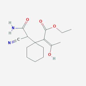 molecular formula C15H22N2O4 B2839991 (E)-ethyl 2-(1-(2-amino-1-cyano-2-oxoethyl)cyclohexyl)-3-hydroxybut-2-enoate CAS No. 381189-64-6