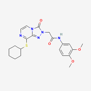 molecular formula C21H25N5O4S B2839995 2-(8-(cyclohexylthio)-3-oxo-[1,2,4]triazolo[4,3-a]pyrazin-2(3H)-yl)-N-(3,4-dimethoxyphenyl)acetamide CAS No. 1251613-09-8