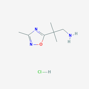 molecular formula C7H14ClN3O B2839999 2-Methyl-2-(3-methyl-1,2,4-oxadiazol-5-yl)propan-1-amine;hydrochloride CAS No. 2402831-24-5