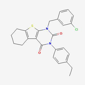 molecular formula C25H23ClN2O2S B2840007 1-[(3-Chlorophenyl)methyl]-3-(4-ethylphenyl)-5,6,7,8-tetrahydro-[1]benzothiolo[2,3-d]pyrimidine-2,4-dione CAS No. 866015-86-3