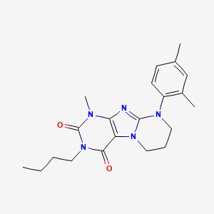molecular formula C21H27N5O2 B2840010 3-丁基-9-(2,4-二甲基苯基)-1-甲基-6,7,8,9-四氢嘧啶并[2,1-f]嘌呤-2,4(1H,3H)-二酮 CAS No. 922453-78-9