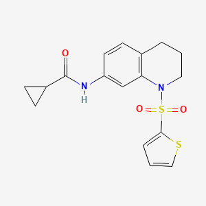 molecular formula C17H18N2O3S2 B2840012 N-(1-thiophen-2-ylsulfonyl-3,4-dihydro-2H-quinolin-7-yl)cyclopropanecarboxamide CAS No. 898413-75-7