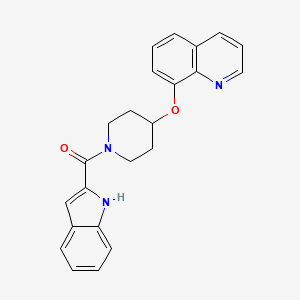 molecular formula C23H21N3O2 B2840014 (1H-吲哚-2-基)(4-(喹啉-8-氧基)哌啶-1-基)甲酮 CAS No. 2034243-24-6