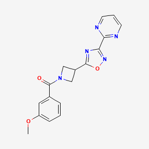 molecular formula C17H15N5O3 B2840018 (3-Methoxyphenyl)(3-(3-(pyrimidin-2-yl)-1,2,4-oxadiazol-5-yl)azetidin-1-yl)methanone CAS No. 1325701-50-5