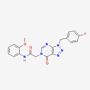molecular formula C20H17FN6O3 B2840023 2-(3-(4-fluorobenzyl)-7-oxo-3H-[1,2,3]triazolo[4,5-d]pyrimidin-6(7H)-yl)-N-(2-methoxyphenyl)acetamide CAS No. 847382-50-7