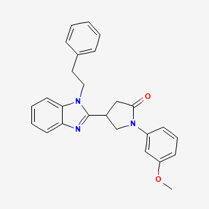 molecular formula C26H25N3O2 B2840029 1-(3-methoxyphenyl)-4-(1-phenethyl-1H-benzo[d]imidazol-2-yl)pyrrolidin-2-one CAS No. 846587-02-8