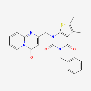 molecular formula C24H20N4O3S B2840032 3-Benzyl-5,6-dimethyl-1-[(4-oxopyrido[1,2-a]pyrimidin-2-yl)methyl]thieno[2,3-d]pyrimidine-2,4-dione CAS No. 689755-84-8