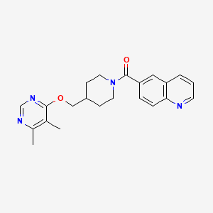 molecular formula C22H24N4O2 B2840034 (4-(((5,6-Dimethylpyrimidin-4-yl)oxy)methyl)piperidin-1-yl)(quinolin-6-yl)methanone CAS No. 2309557-63-7