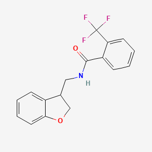 molecular formula C17H14F3NO2 B2840037 N-[(2,3-二氢-1-苯并呋喃-3-基)甲基]-2-(三氟甲基)苯甲酰胺 CAS No. 2097884-28-9