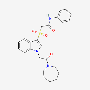 2-((1-(2-(azepan-1-yl)-2-oxoethyl)-1H-indol-3-yl)sulfonyl)-N-phenylacetamide