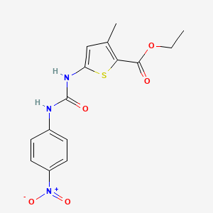 molecular formula C15H15N3O5S B2840046 Ethyl 3-methyl-5-[(4-nitrophenyl)carbamoylamino]thiophene-2-carboxylate CAS No. 380180-68-7