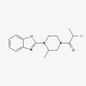 molecular formula C15H18ClN3O2 B2840049 1-[4-(1,3-Benzoxazol-2-yl)-3-methylpiperazin-1-yl]-2-chloropropan-1-one CAS No. 2411312-58-6