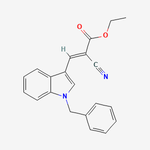 molecular formula C21H18N2O2 B2840054 (E)-ethyl 3-(1-benzyl-1H-indol-3-yl)-2-cyanoacrylate CAS No. 1637288-77-7