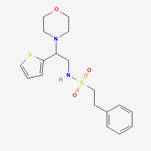 molecular formula C18H24N2O3S2 B2840058 N-(2-morpholino-2-(thiophen-2-yl)ethyl)-2-phenylethanesulfonamide CAS No. 899747-74-1