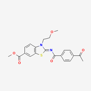 Methyl 2-(4-acetylbenzoyl)imino-3-(2-methoxyethyl)-1,3-benzothiazole-6-carboxylate