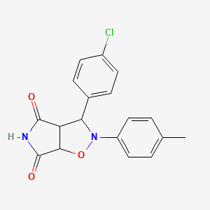 molecular formula C18H15ClN2O3 B2840072 3-(4-chlorophenyl)-2-(p-tolyl)dihydro-2H-pyrrolo[3,4-d]isoxazole-4,6(5H,6aH)-dione CAS No. 1005122-98-4
