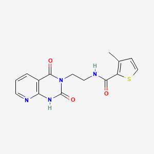 molecular formula C15H14N4O3S B2840093 N-(2-(2,4-dioxo-1,2-dihydropyrido[2,3-d]pyrimidin-3(4H)-yl)ethyl)-3-methylthiophene-2-carboxamide CAS No. 2034373-05-0