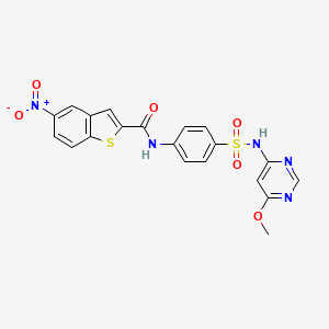 molecular formula C20H15N5O6S2 B2840099 N-{4-[(6-methoxypyrimidin-4-yl)sulfamoyl]phenyl}-5-nitro-1-benzothiophene-2-carboxamide CAS No. 314246-33-8