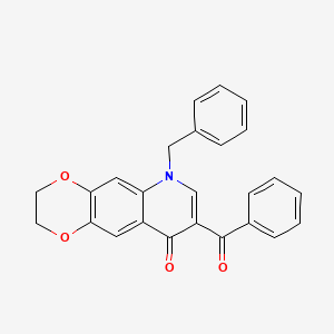 molecular formula C25H19NO4 B2840107 8-benzoyl-6-benzyl-2,3-dihydro-[1,4]dioxino[2,3-g]quinolin-9(6H)-one CAS No. 902507-05-5