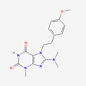 molecular formula C17H21N5O3 B2840108 8-(dimethylamino)-7-(4-methoxyphenethyl)-3-methyl-1H-purine-2,6(3H,7H)-dione CAS No. 1105197-60-1