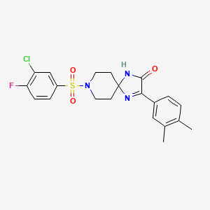 8-((3-Chloro-4-fluorophenyl)sulfonyl)-3-(3,4-dimethylphenyl)-1,4,8-triazaspiro[4.5]dec-3-en-2-one