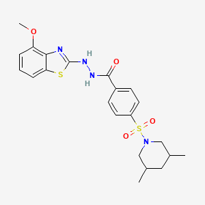 molecular formula C22H26N4O4S2 B2840115 4-((3,5-二甲基哌啶-1-基)磺酰)-N'-(4-甲氧基苯并[2]噻唑-2-基)苯甲酰肼 CAS No. 851978-37-5