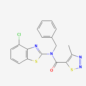 molecular formula C18H13ClN4OS2 B2840120 N-benzyl-N-(4-chlorobenzo[d]thiazol-2-yl)-4-methyl-1,2,3-thiadiazole-5-carboxamide CAS No. 1171650-71-7
