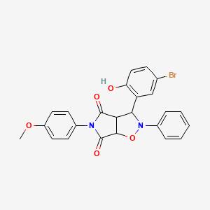 molecular formula C24H19BrN2O5 B2840127 3-(5-bromo-2-hydroxyphenyl)-5-(4-methoxyphenyl)-2-phenyldihydro-2H-pyrrolo[3,4-d]isoxazole-4,6(5H,6aH)-dione CAS No. 1005108-84-8