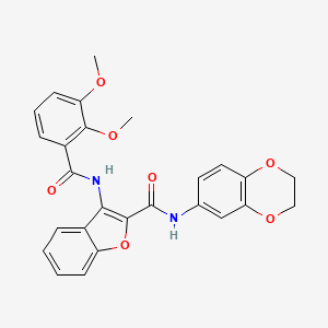 molecular formula C26H22N2O7 B2840131 N-(2,3-二氢苯并[b][1,4]二噁杂环-6-基)-3-(2,3-二甲氧基苯甲酰氨基)苯并呋喃-2-甲酰胺 CAS No. 872613-28-0