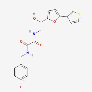 molecular formula C19H17FN2O4S B2840133 N1-(4-fluorobenzyl)-N2-(2-hydroxy-2-(5-(thiophen-3-yl)furan-2-yl)ethyl)oxalamide CAS No. 2034491-42-2