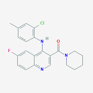 (4-((2-Chloro-4-methylphenyl)amino)-6-fluoroquinolin-3-yl)(piperidin-1-yl)methanone